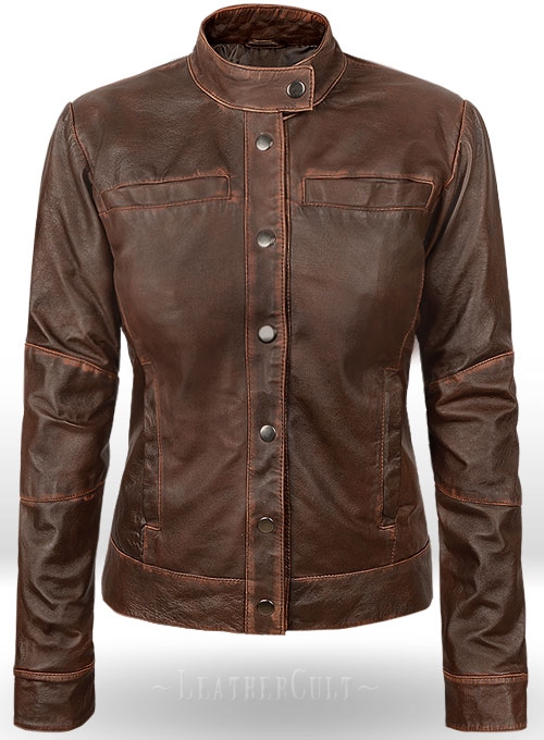 Rubbed Tan Washed Leather Jacket # 536 - Click Image to Close