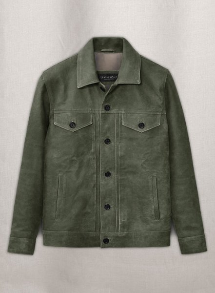 (image for) Vintage Italian Olive Ryan Reynolds Leather Jacket #3