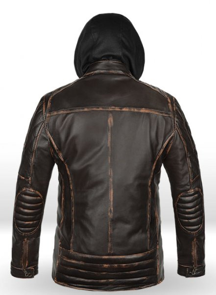 Retro Leather Jacket with Hoodie
