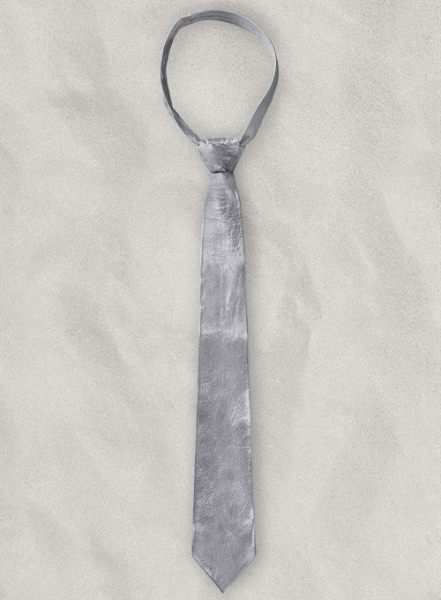 (image for) Metallic Lurex Gray Leather Tie