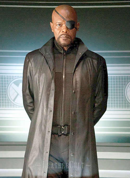 The Avengers Nick Fury Leather Trench Coat - Click Image to Close