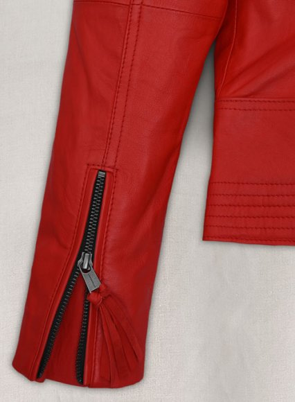 Soft Blood Red Washed and Wax Leather Jacket # 520