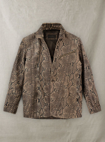(image for) Dark Brown Python Zipper Leather Blazer #3