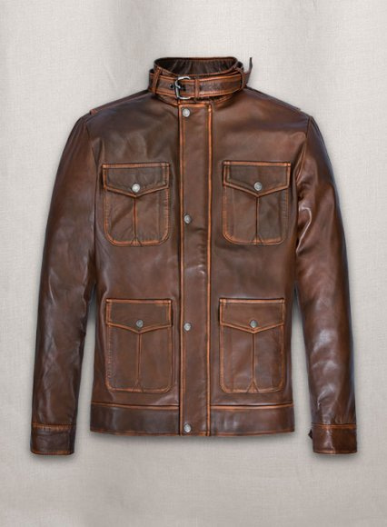 Rubbed Tan Rafael Nadal Leather Jacket