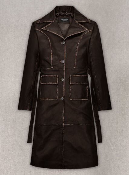 (image for) Rubbed Dark Brown Alpine Leather Long Coat