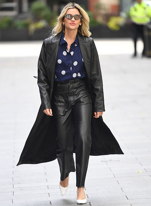 Ashley Roberts Leather Long Coat - Click Image to Close