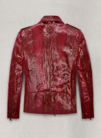 (image for) Bold Red Python Pure Leather Biker Jacket #2