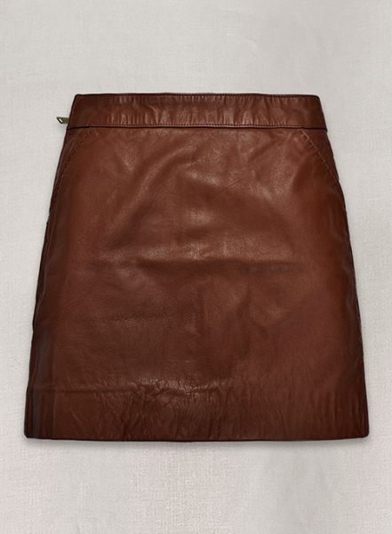 (image for) Tan Brown Washed and Wax Basic Leather Skirt # 153