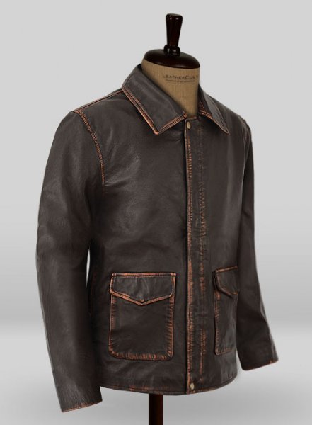 (image for) Rubbed Dark Brown Washed Indiana Jones Leather Jacket