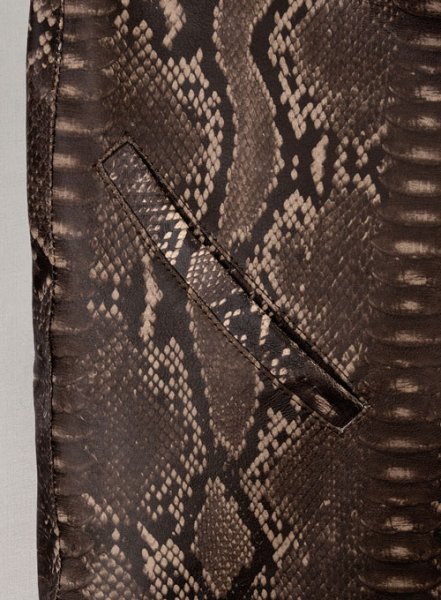 Dark Brown Python Leather Jeans Style #522
