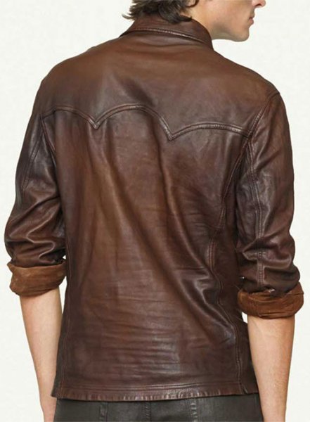 V Tab Leather Shirt Jacket