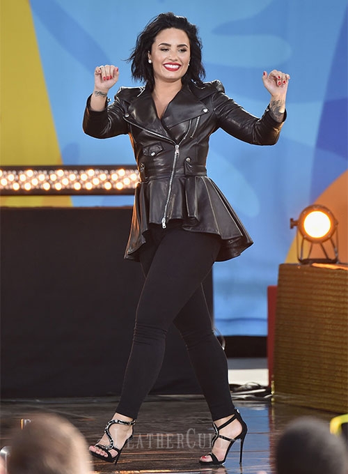 Demi Lovato Leather Jacket #2 - Click Image to Close