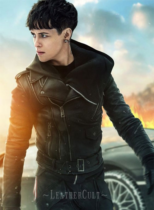Claire Foy The Girl in the Spider's Web Leather Jacket - Click Image to Close