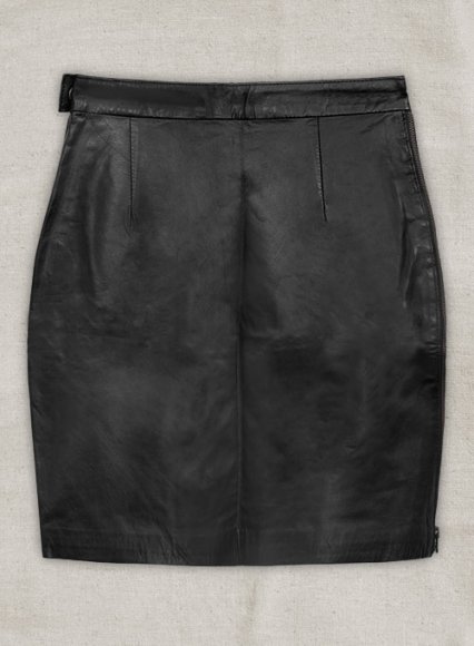 Black Scalloped Leather Skirt - # 476 - M Regular