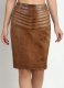 Cognac Front Yoke Leather Skirt #454