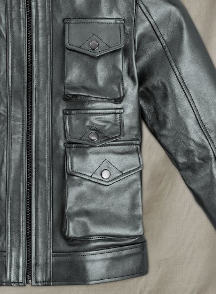 (image for) Metallic Lurex Gray Leather Jacket # 235