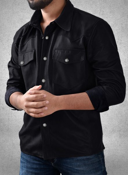 Light Weight Unlined Deep Blue Leather Shirt