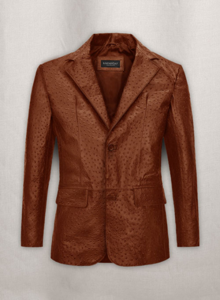(image for) Tan Brown Ostrich Leather Blazer