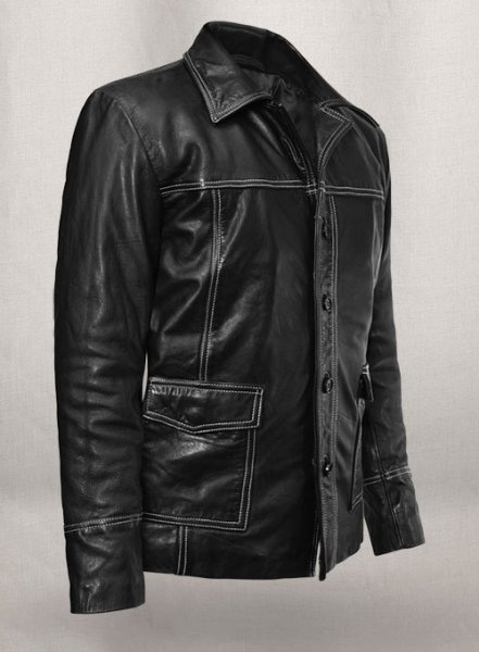 Thick Goat Black Brad Pitt Fight Club Leather Jacket : LeatherCult ...