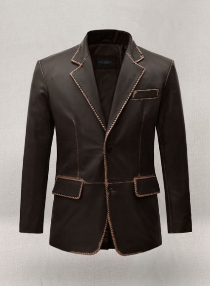 (image for) Rubbed Brown Medieval Leather Blazer