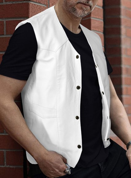 White Leather Vest # 306