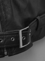 (image for) Soft Rich Black Washed & Wax Leather Fringe Jacket #1009