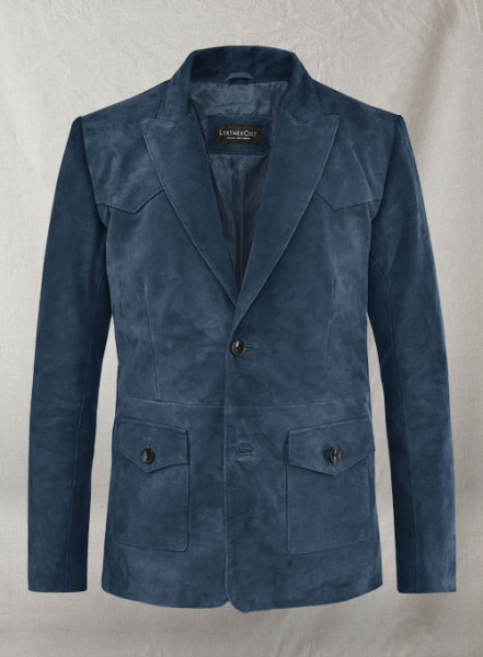 (image for) Blue Suede Western Leather Blazer