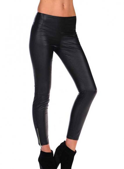 Sexy Black Leather Tight Pants/extravagant Leather Long Leggings