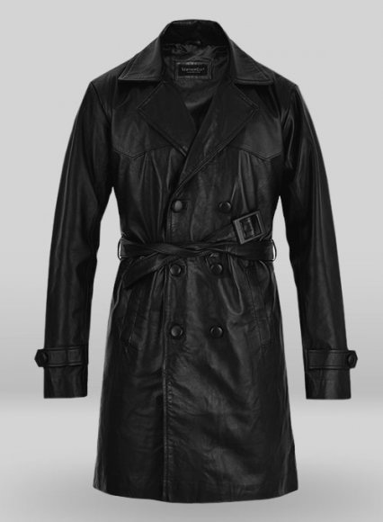 Mens Long Leather Jacket Trench Coat Business Zip Windbreaker Fur