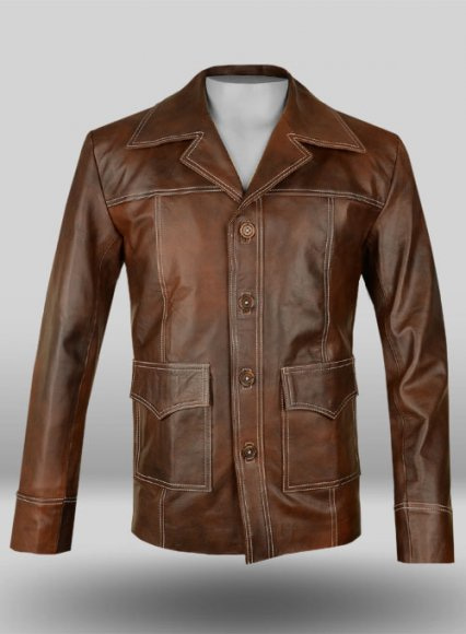 Spanish Brown Brad Pitt Fight Club Leather Jacket