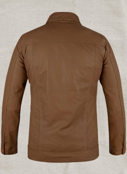 Soft King Brown Washed Mark Wahlberg Leather Jacket - L Regular