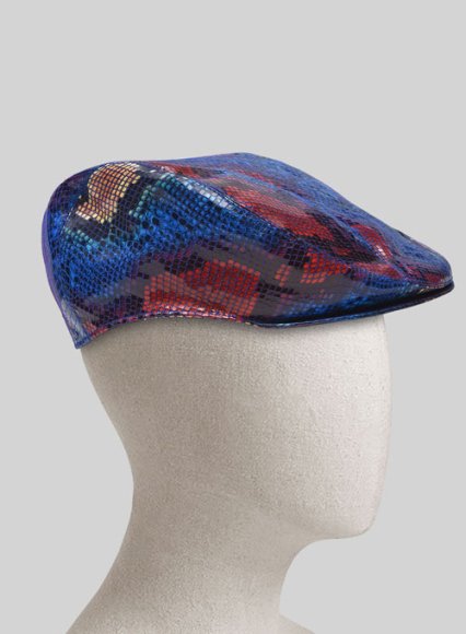 (image for) Bold Blue Python Leather Cap