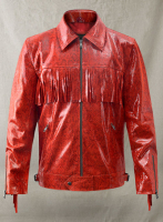 (image for) Shiny Red Python Leather Jacket #889