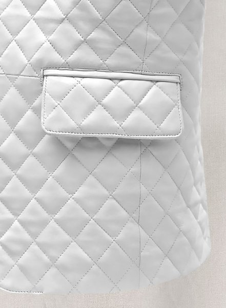 (image for) White Bocelli Tuxedo Quilted Leather Blazer