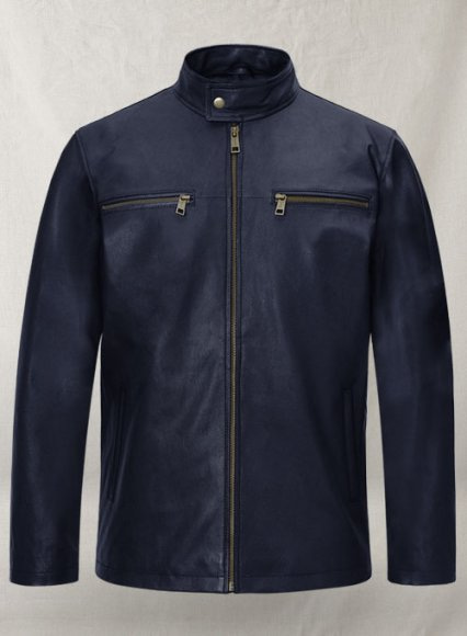 Dark Blue Stretch Leather Cycle Jacket #2 Dark Blue Stretch Leather Cycle Jacket #2