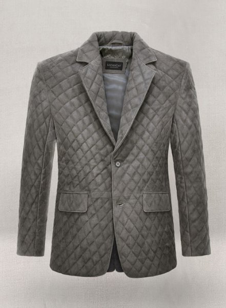 Vintage Dirty Gray Bocelli Quilted Leather Blazer