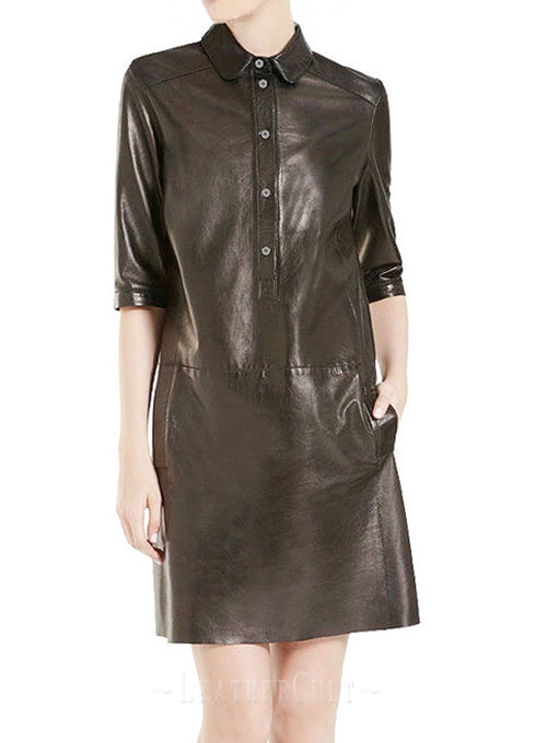 Solange Leather Shirt Dress - # 763 - Click Image to Close