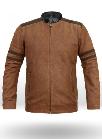 Light Vintage Tan Hide Leather Fighter T-Shirt Jacket