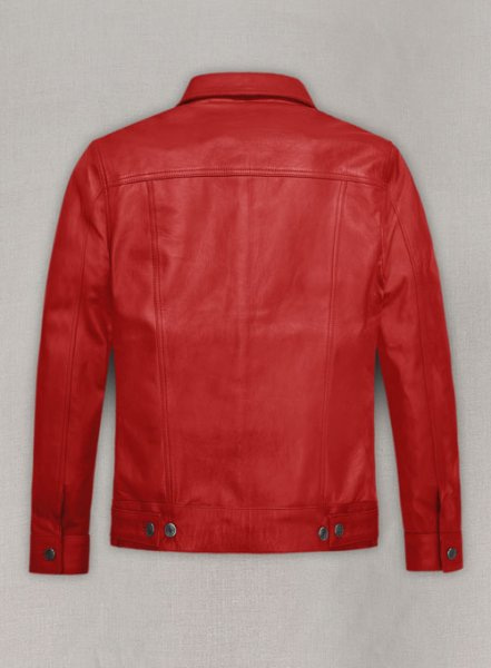Red Leather Trucker Jacket