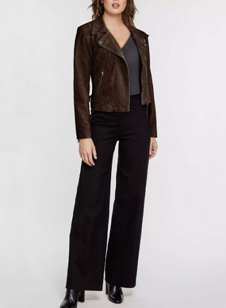Dark Brown Suede Vanessa Hudgens Leather Jacket #3