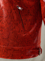 (image for) Shiny Red Python Leather Jacket #889