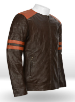 (image for) Wrinkled Brown Leather Fighter T-Shirt Jacket