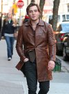 Ed Westwick Leather Trench Coat