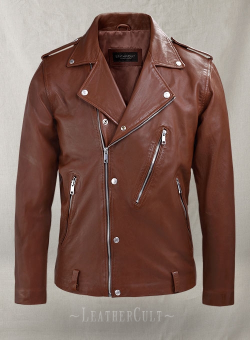 Beast Tan Biker Leather Jacket - Click Image to Close
