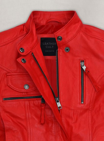 (image for) Soft Blood Red Washed and Wax Leather Jacket # 520