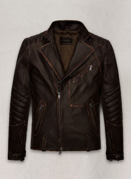 Rubbed Brown David Leather Jacket