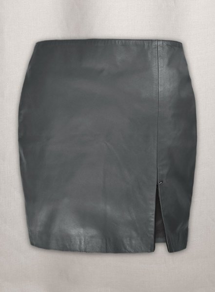 Soft Gray Adjustable Slit Leather Skirt