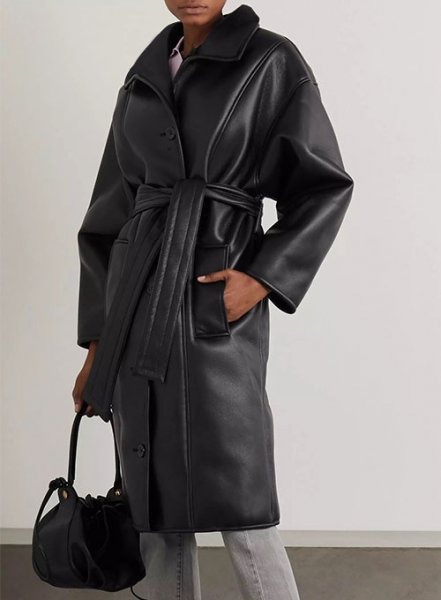 Wrap Leather Trench Coat