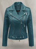 (image for) Prussian Blue Washed & Wax Jessica Alba Leather Jacket #2