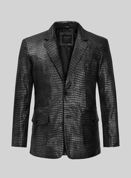 Croc Black Western Leather Blazer